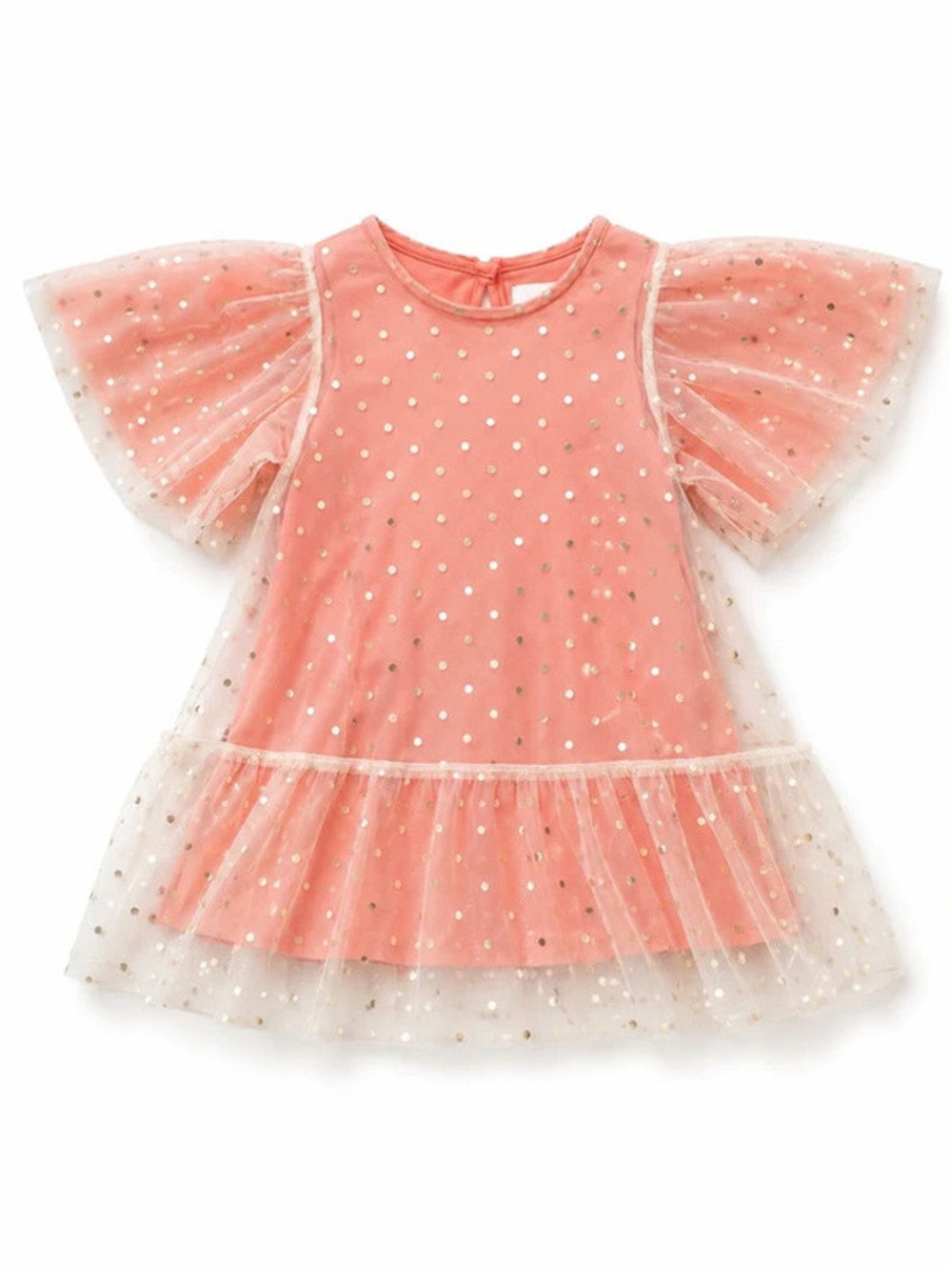 H&M Silver Tulle Polka Dot Coral Mini Dress 2T